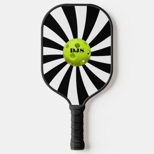 Raquette De Pickleball Monogramme Noir, White Starburst Striped (Recto)