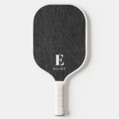 Raquette De Pickleball Monogramme Nom || Blanc Cool sur Impression Denim (Recto)