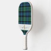 Raquette De Pickleball Monogramme Nom du script Plaid Clan Campbell Tarta (Gauche)