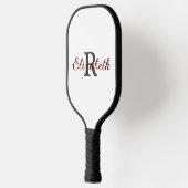 Raquette De Pickleball Monogramme Nom Initial Gris Bourgogne Tendance (Gauche)