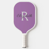 Raquette De Pickleball Monogramme Nom Initial Violet Gris Blanc (Verso)