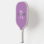 Raquette De Pickleball Monogramme Nom Initial Violet Gris Blanc (Gauche)