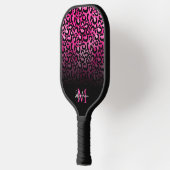 Raquette De Pickleball Monogramme Ombre Léopard Noir Chaud Rose Fille (Gauche)