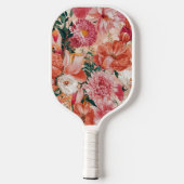 Raquette De Pickleball Monogramme orange rose floral (Verso)
