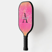 Raquette De Pickleball Monogramme Parties scintillant rose chaud Ajouter (Gauche)