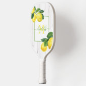 Raquette De Pickleball Monogramme pays citrons aquarelle sur bois rustiqu (Gauche)