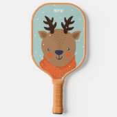 Raquette De Pickleball monogramme personnalisé Cerf d'hiver (Verso)