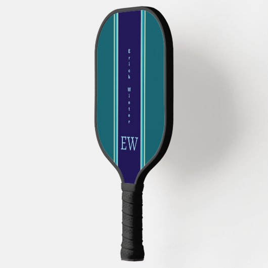 Raquette De Pickleball Monogramme personnalisé cool Bleu (Gauche)