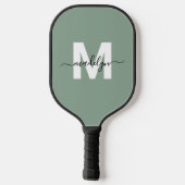 Raquette De Pickleball Monogramme personnalisé de couleur vert sauge mode (Verso)