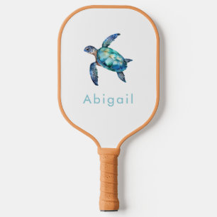 Raquette De Pickleball Monogramme personnalisé de tortue de mer