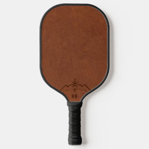 Raquette De Pickleball Monogramme personnalisé d'image en cuir Brown