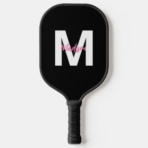 Raquette De Pickleball Monogramme personnalisé femmes noires