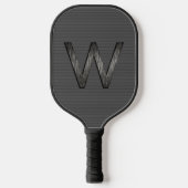 Raquette De Pickleball Monogramme personnalisé gris simple et élégant (Recto)