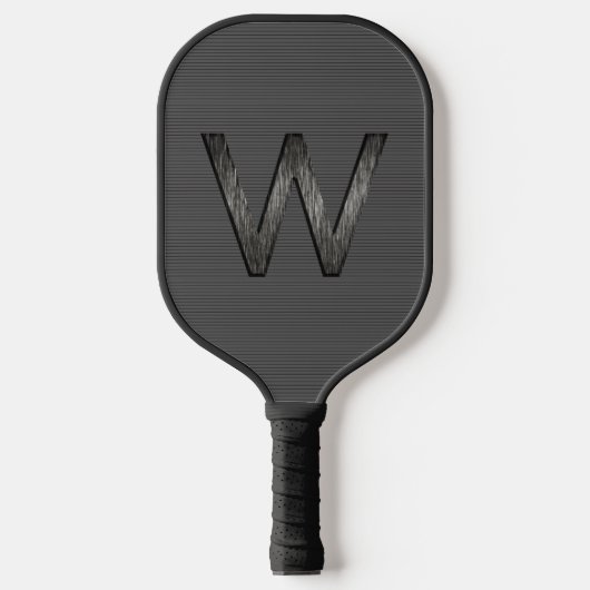Raquette De Pickleball Monogramme personnalisé gris simple et élégant (Recto)