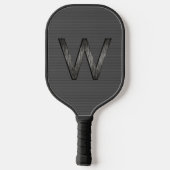 Raquette De Pickleball Monogramme personnalisé gris simple et élégant (Verso)