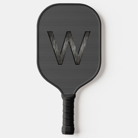 Raquette De Pickleball Monogramme personnalisé gris simple et élégant (Verso)