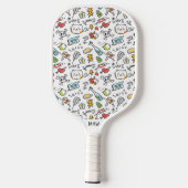 Raquette De Pickleball Monogramme personnalisé Motif Kawaii (Verso)