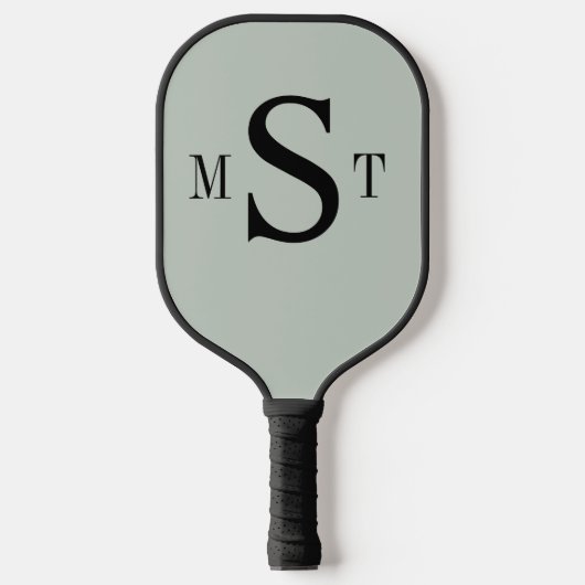 Raquette De Pickleball Monogramme personnalisé Sage vert (Recto)