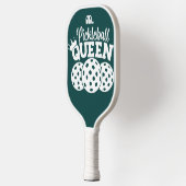 Raquette De Pickleball Monogramme personnalisé vert Pickball Queen (Gauche)