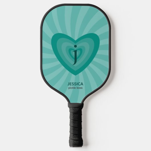 Raquette De Pickleball Monogramme personnel Cyan Super inspiré par Retro (Recto)