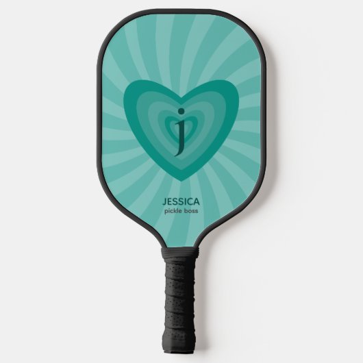 Raquette De Pickleball Monogramme personnel Cyan Super inspiré par Retro (Verso)