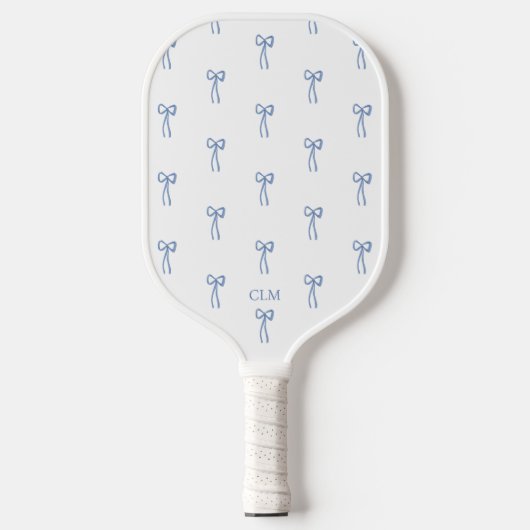Raquette De Pickleball Monogramme Petit Bow bleu (Recto)