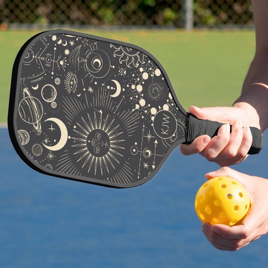 Raquette De Pickleball Monogramme Phases Lune Abstraite