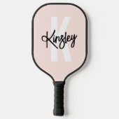 Raquette De Pickleball Monogramme Pinceau Script rose (Verso)
