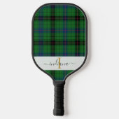 Raquette De Pickleball Monogramme Plaid Nom du script Tartan rustique (Verso)
