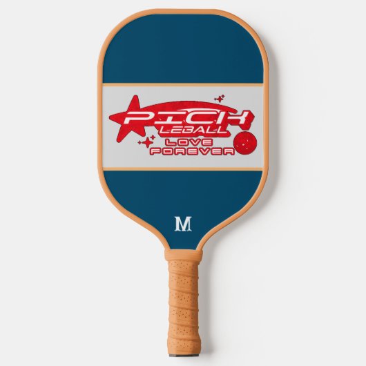 Raquette De Pickleball monogramme professionnel bleu marine (Recto)