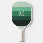 Raquette De Pickleball Monogramme rayé à dégradé vert moderne (Verso)
