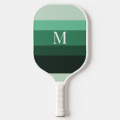 Raquette De Pickleball Monogramme rayé à dégradé vert moderne (Recto)