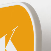 Raquette De Pickleball Monogramme rayé blanc et orange clair (Détail gauche)