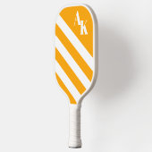 Raquette De Pickleball Monogramme rayé blanc et orange clair (Gauche)