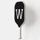 Raquette De Pickleball Monogramme rayé simple noir et blanc (Gauche)