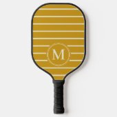 Raquette De Pickleball Monogramme Rayures Milieu de Siècle Couleur Ocre D (Recto)
