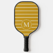 Raquette De Pickleball Monogramme Rayures Milieu de Siècle Couleur Ocre D (Verso)