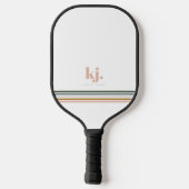 Raquette De Pickleball Monogramme rayures rétro chic (Verso)