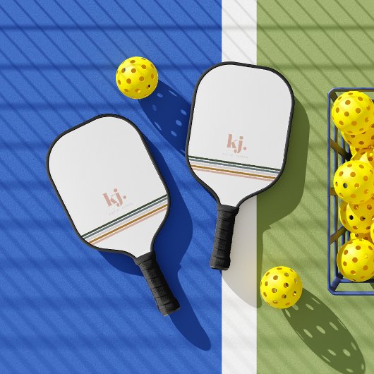 Raquette De Pickleball Monogramme rayures rétro chic