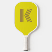 Raquette De Pickleball Monogramme Rétro Jaune (Verso)