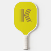 Raquette De Pickleball Monogramme Rétro Jaune (Recto)