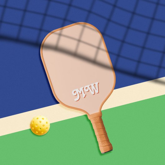 Raquette De Pickleball Monogramme rétro orange simple