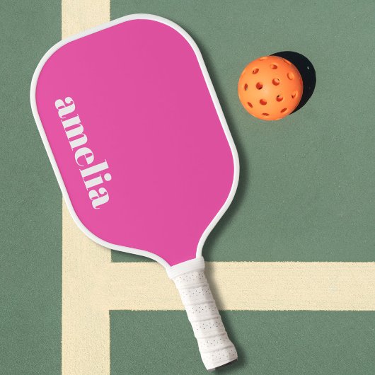 Raquette De Pickleball Monogramme rose chaud moderne