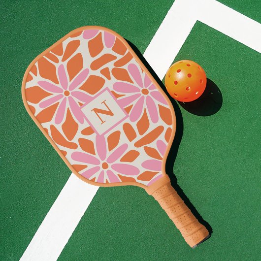 Raquette De Pickleball Monogramme rose et orange
