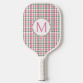 Raquette De Pickleball Monogramme rose et vert preppy (Recto)