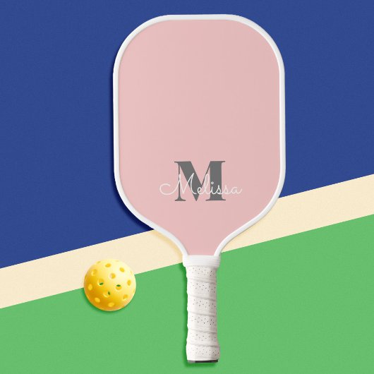 Raquette De Pickleball Monogramme rose féminin élégant moderne Nom