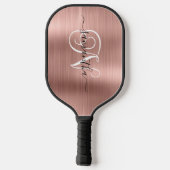 Raquette De Pickleball Monogramme rose Gold Faux Foil Curly (Verso)