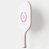 Raquette De Pickleball Monogramme rose moderne Nom personnalisé Élégante  (Gauche)