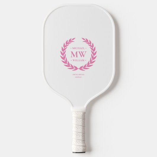 Raquette De Pickleball Monogramme rose moderne Nom personnalisé Élégante  (Recto)