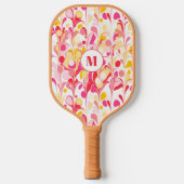 Raquette De Pickleball Monogramme rose Motif Abstrait (Recto)